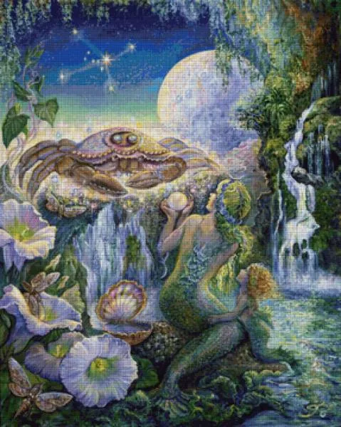 Josephine Wall, Sternzeichen Krebs, 72x90cm, 240 Farben, eckige Steine, Vollbild