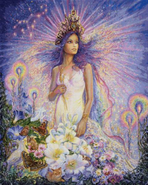 Josephine Wall, Sternzeichen Jungfrau, 100x80cm, 240 Farben, runde Steine, Vollbild