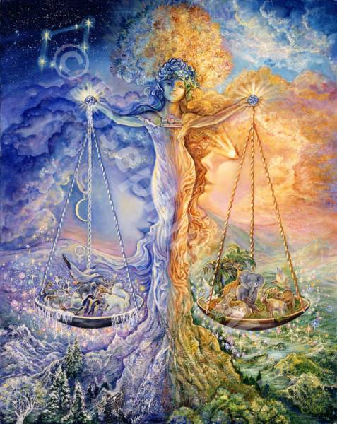 Josephine Wall, Sternzeichen Waage, 100x80cm, 250 Farben, runde Steine, Vollbild