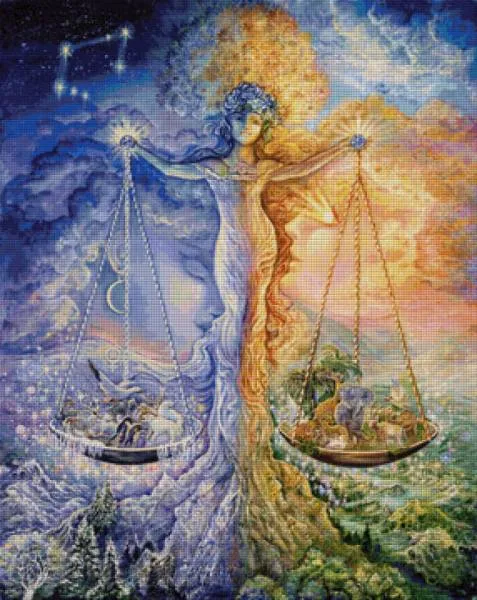 Josephine Wall, Zodiac Libra, 80x100cm, 250 Colours, Round Stones, Full Image
