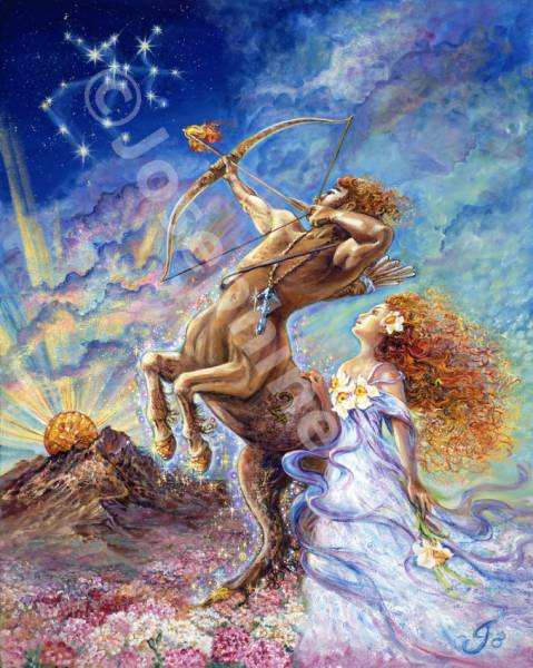 Josephine Wall, Sternzeichen Schütze, 100x80cm, 235 Farben, runde Steine, Vollbild