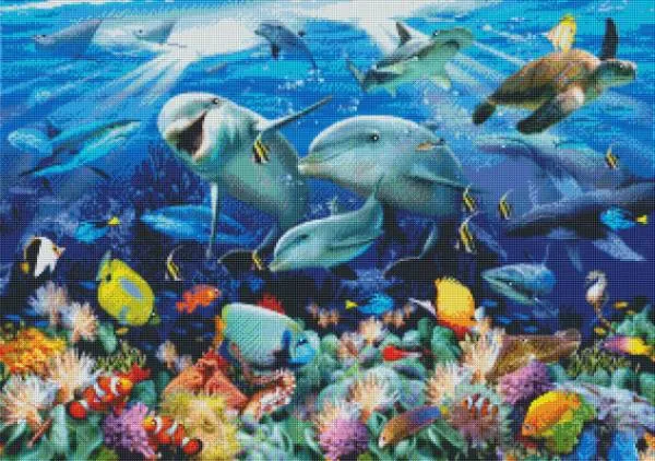 Howard Robinson, Deep on the Reef, 100x70cm, 80 colours, round stones, full image