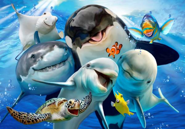 Howard Robinson, Ocean Selfie, 60x85cm, 70 colours, round stones, full image
