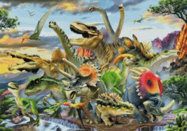 Howard Robinson, Dinosaurious, 100x70cm, 70 colours, square stones, full image