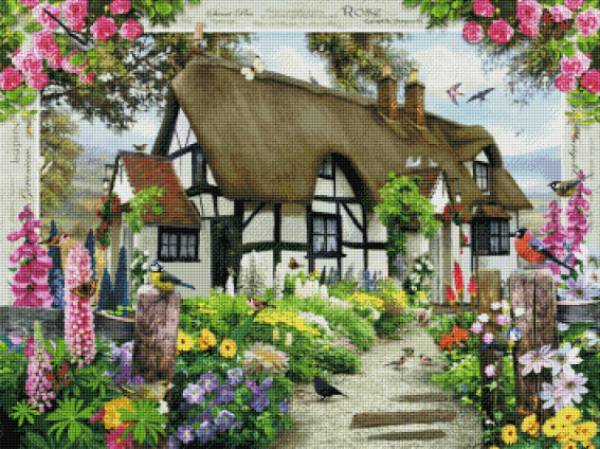 Howard Robinson, Rose Cottage, 75x100cm, 65 Farben, runde Steine, Vollbild