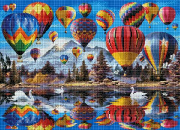 Howard Robinson, Hot Air Balloons, 65x90cm, 70 Farben, runde Steine, Vollbild