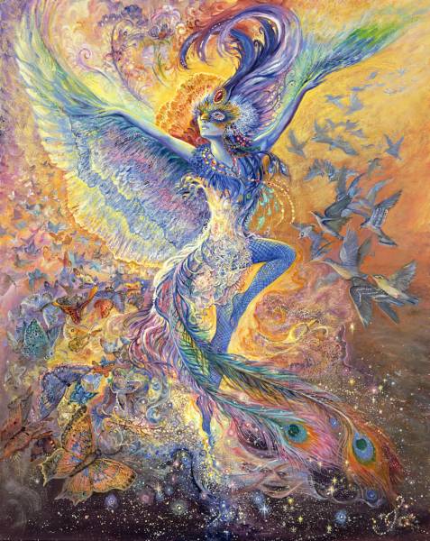 Josephine Wall, Blue Bird, 100x79cm, 248 Farben, eckige Steine, Vollbild