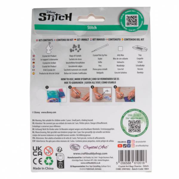 Schlüsselanhänger, Stitch, Painting-Set komplett runden Steinchen, Taschenanhänger