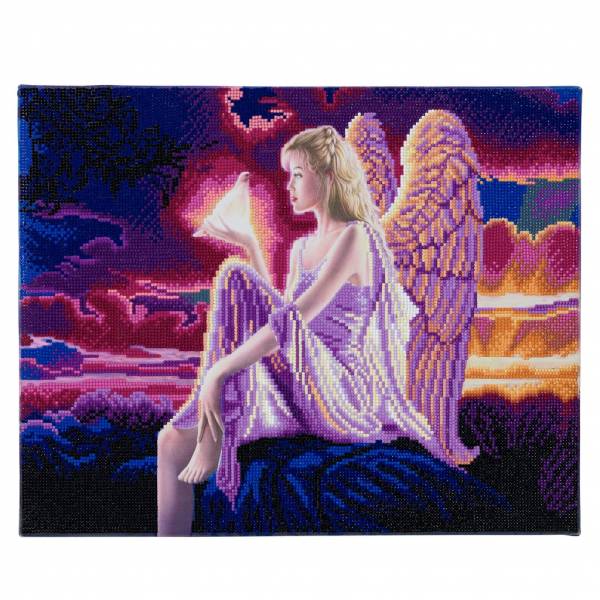 Diamond Painting Bild mit LED Beleuchtung, Angel Dust, runde Diamanten, ca. 50x40cm, Teilbild