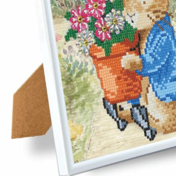 Diamond painting picture with picture frame, Peter Rabbit, round diamonds, approx. 21x25cm, partial picture