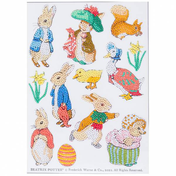 Sticker set consisting of 12 stickers, Peter Rabbit, painting set with round stones