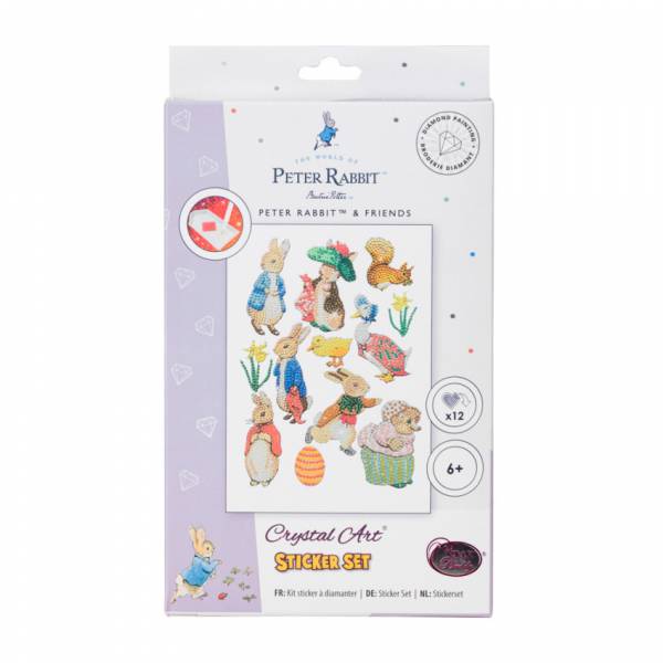 Sticker set consisting of 12 stickers, Peter Rabbit, painting set with round stones