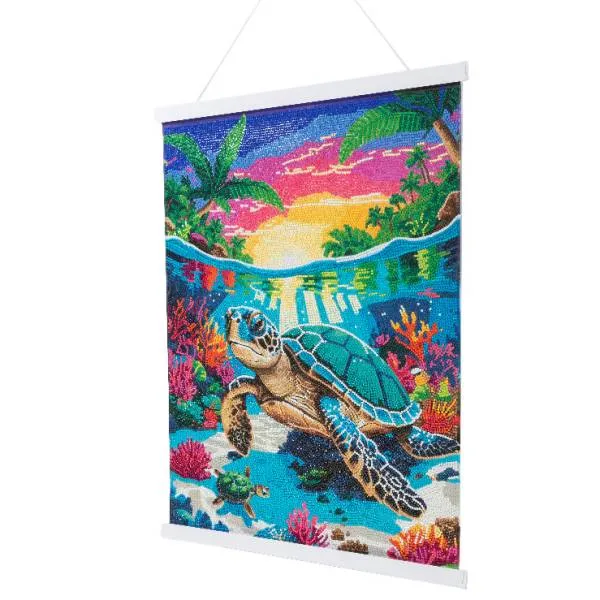 Diamond Painting Bild, Tropical Turtle, 40x50cm, 31 Farben, runde Steine, Teilbild