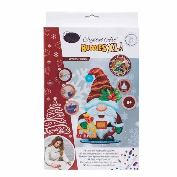 Diamond Painting display stand, "Cheerful Gnome" Crystal Art Buddies XL