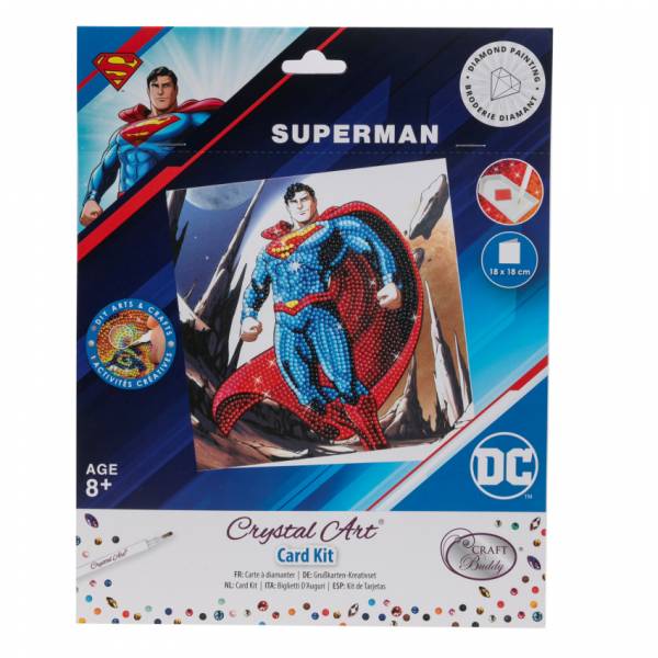 Grußkarte (Craft Buddy) "Superman", DC, Painting-Set 18x18cm