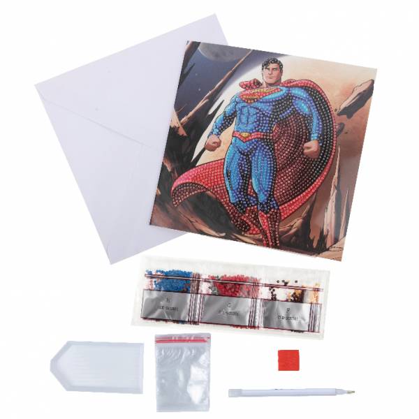Grußkarte (Craft Buddy) "Superman", DC, Painting-Set 18x18cm