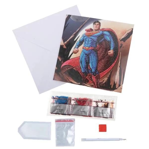 Grußkarte (Craft Buddy) "Superman", DC, Painting-Set 18x18cm