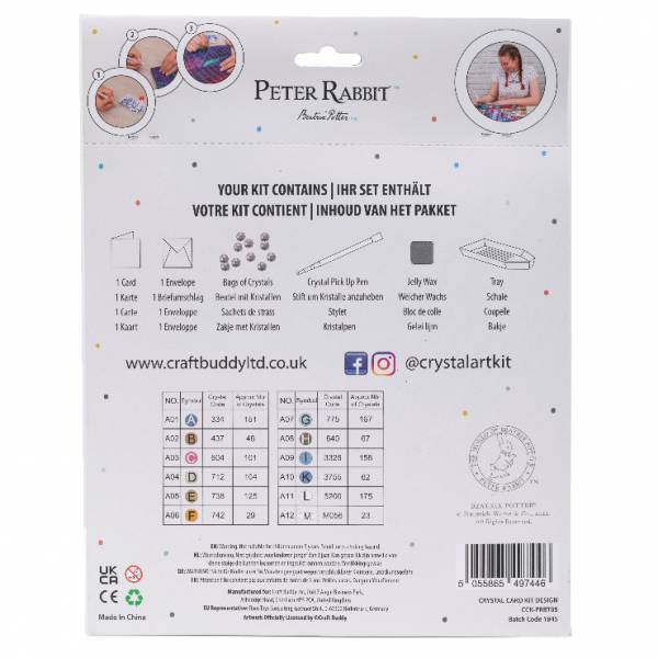 Grußkarte (Craft Buddy) Peter & Mrs Josephine Rabbit Painting-Set 18x18cm