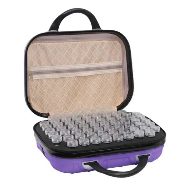 Sortierkoffer Inhalt 132 Döschen mit Drehverschluss, Koffer lila 33x25x15cm