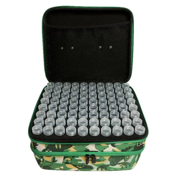 Sorting case, content 240 jars with twist lock, case green