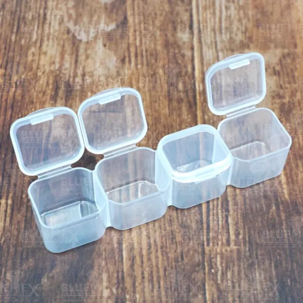 Sortierbox mit 28 Fächern, aufgeteilt in 7 Reihen mit 4 Boxen fest verschließbare Deckel