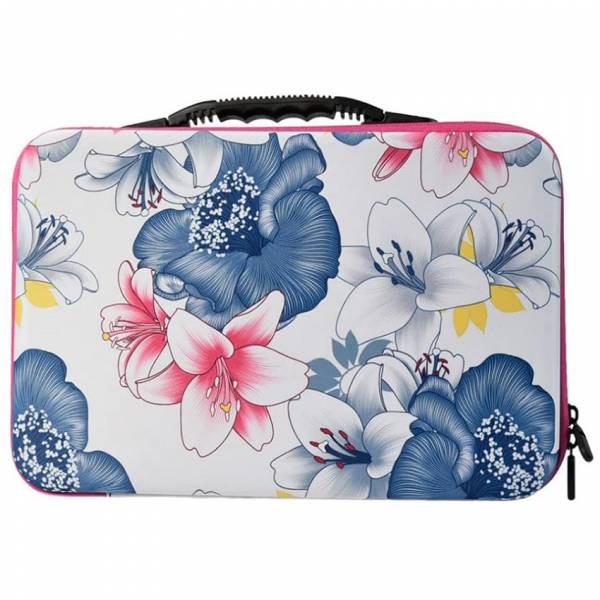 Sortierkoffer, 60 Döschen mit Drehverschluss, Koffer pink mit Blumen