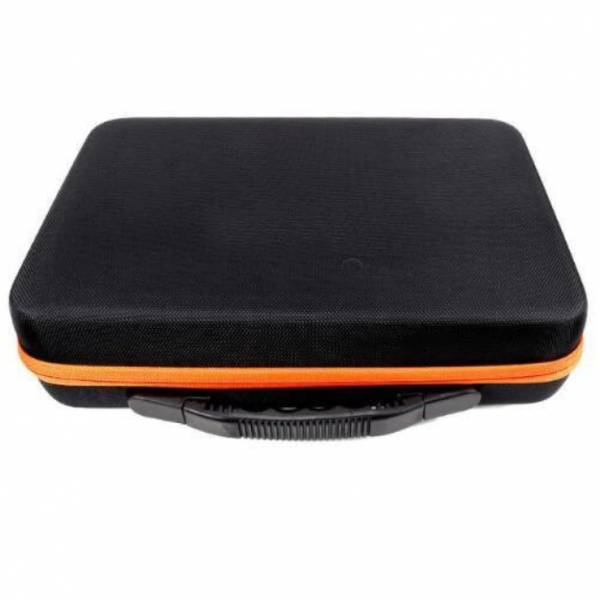 Sortierkoffer, Koffer Schwarz mit orangem Rand, Inhalt 60 Döschen mit Drehverschluss
