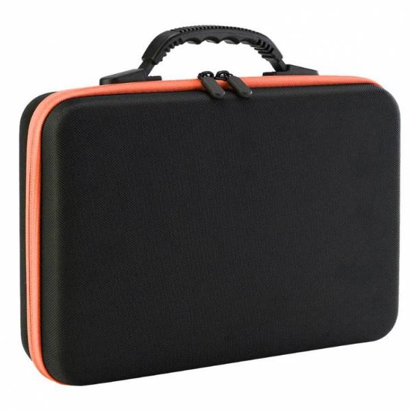 Sortierkoffer, Koffer Schwarz mit orangem Rand, Inhalt 60 Döschen mit Drehverschluss