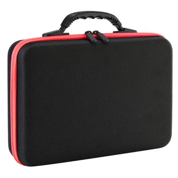 Sorting case, black case with red rim, contains 60 large jars with screw cap.