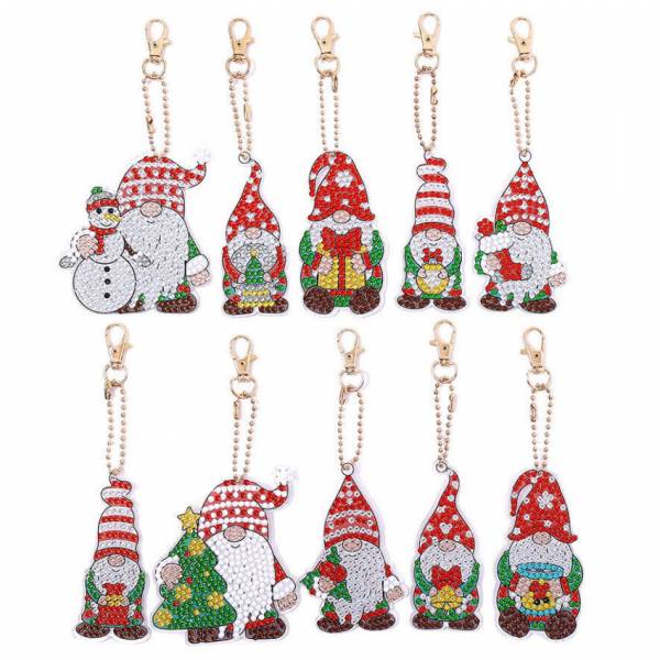 Schlüsselanhänger-Set, bestehend aus 10 Anhängern, Motiv Wichtel, Painting-Set komplett