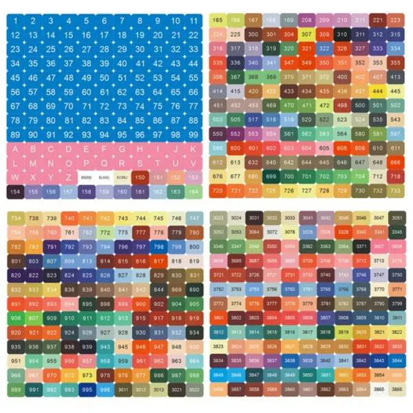 1 set of stickers, 572 square labels, 1.2x0.9cm, labeled with color code letter & number