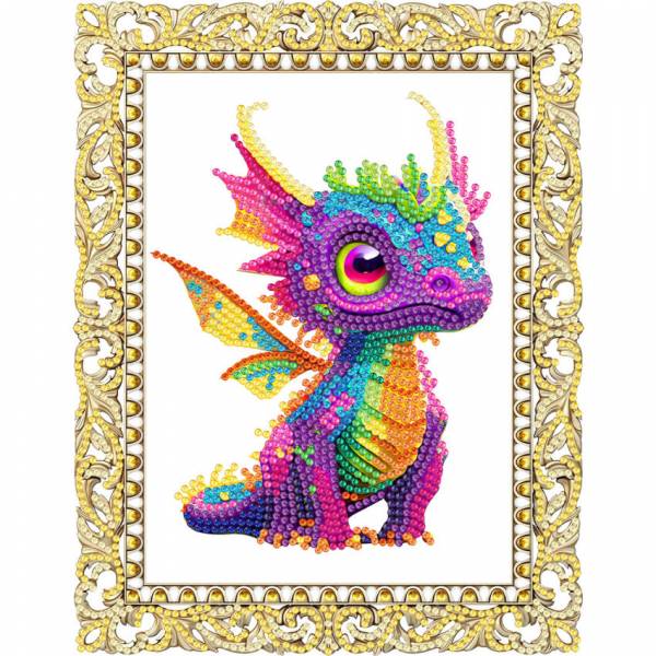 Aufsteller kleiner Drache auf Acryl - mit Strass- und Sondersteinchen zum Painten, ca. 24,5x19cm
