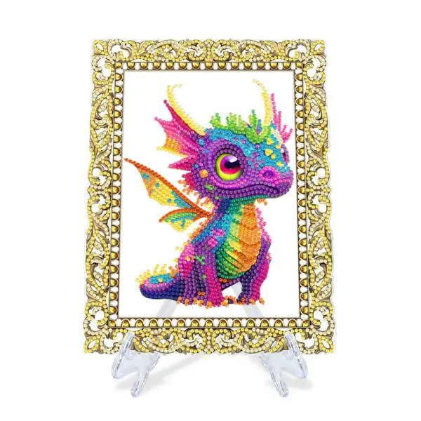 Aufsteller kleiner Drache auf Acryl - mit Strass- und Sondersteinchen zum Painten, ca. 24,5x19cm