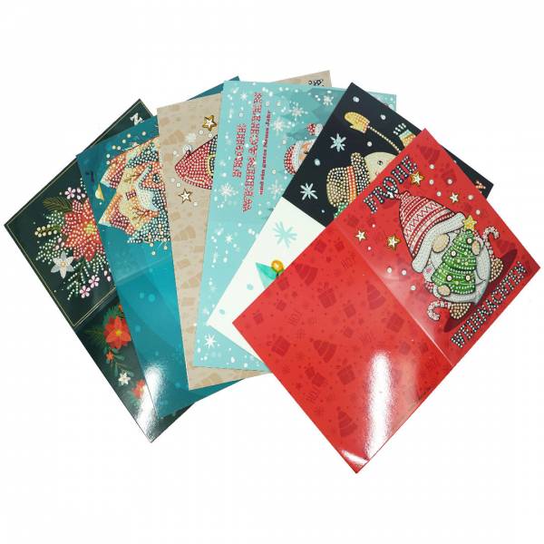 Diamond Painting, Weihnachtskarten zum Painten komplett mit Steinchen, 6 Motive, Klappkarten mit Umschlag