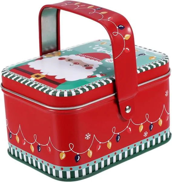 Metal Christmas tin with multiple applicator & correction slider, approx. 10.5x8x6cm