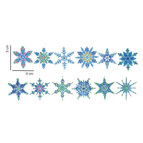 Hanging snowflakes, set of 12 pieces for painting, round rhinestones