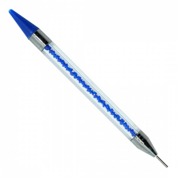 Stift mit Metalldose für Diamond Painting, blau, dünne Metallspitze & Wachsaufsatz