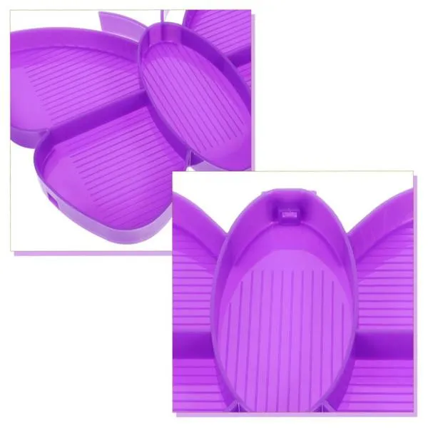 Shuttle butterfly, 5 compartments, spoon and brush, purple, for Diamond Painting stones