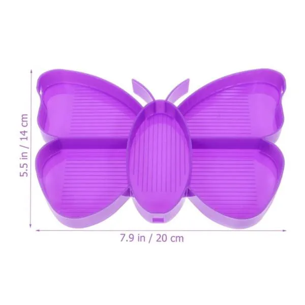 Shuttle butterfly, 5 compartments, spoon and brush, purple, for Diamond Painting stones