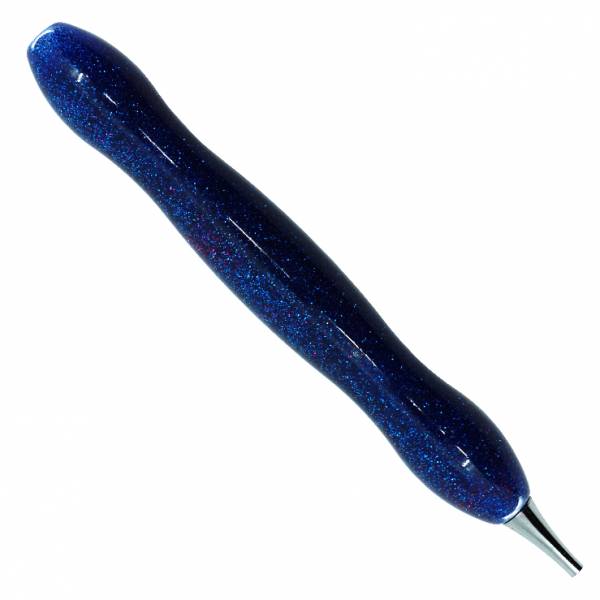 Stift für Diamond Painting, geschwungen, blau, mit Metallspitze & Mehrfachaufsätzen