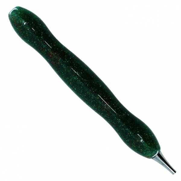 Stift für Diamond Painting, geschwungen, grün, mit Metallspitze & Mehrfachaufsätzen