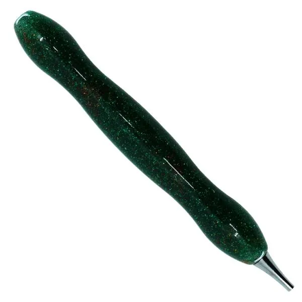 Stift für Diamond Painting, geschwungen, grün, mit Metallspitze & Mehrfachaufsätzen