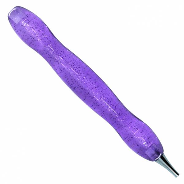 Stift für Diamond Painting, geschwungen, lila, mit Metallspitze & Mehrfachaufsätzen