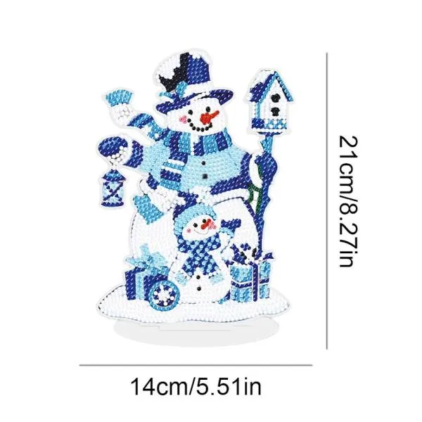 Stand-up snowman - with rhinestones for painting, approx. 19.5x14cm, without tool set