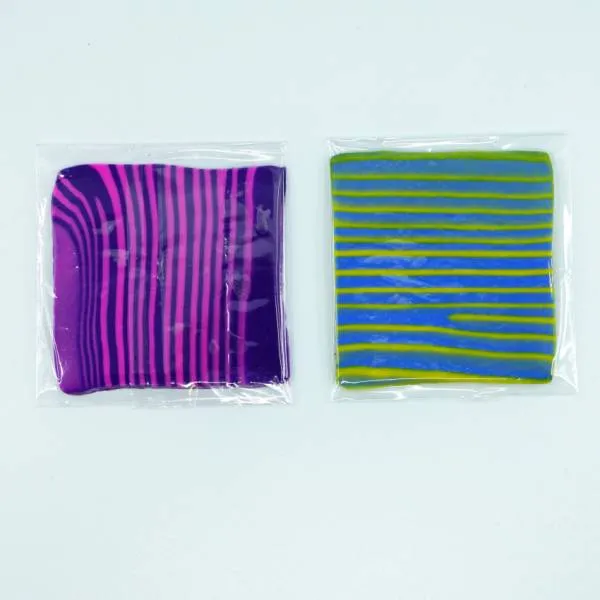 2 wax plates for holding pins, hand-shaped, angular, approx. 4x4.5cm