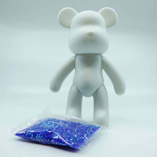 Aufsteller Bär 3D Modell - mit runden AB Steinchen zum Painten, blau, ca. 22cm