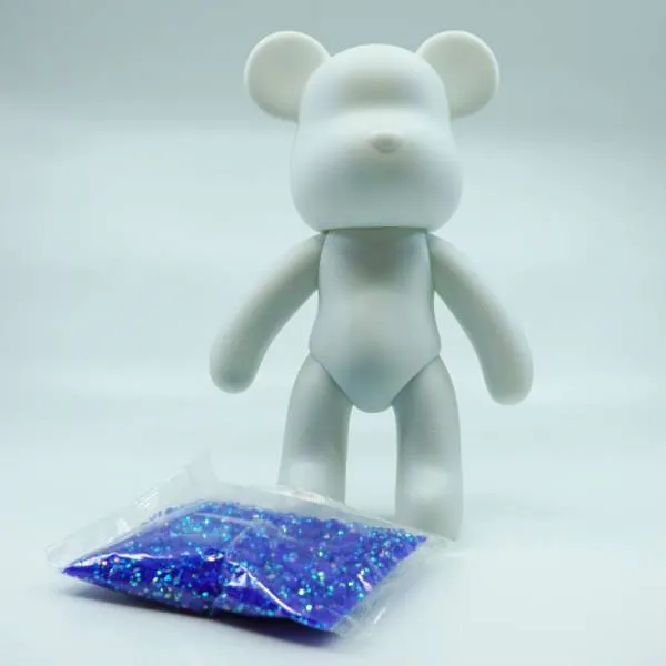 Stand-up bear 3D model - with round AB stones for painting, blue, approx. 22cm