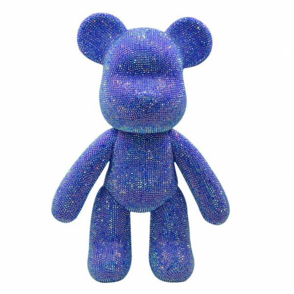 Aufsteller Bär 3D Modell - mit runden AB Steinchen zum Painten, blau, ca. 22cm