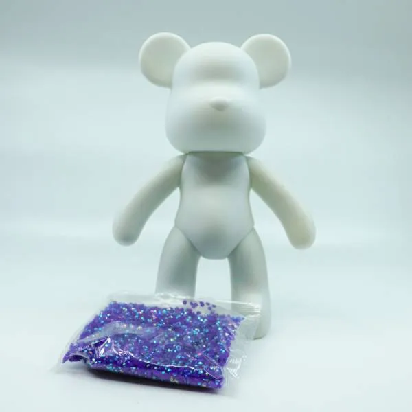 Figur Bär 3D Modell - mit runden AB Steine zum Painten, helles lila, ca. 22cm