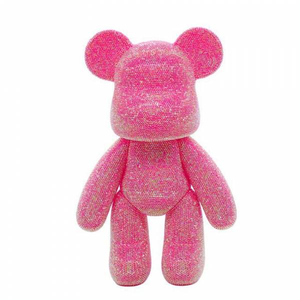 Aufsteller Bär 3D Modell - mit runden AB Steinchen zum Painten, pink, ca. 22cm